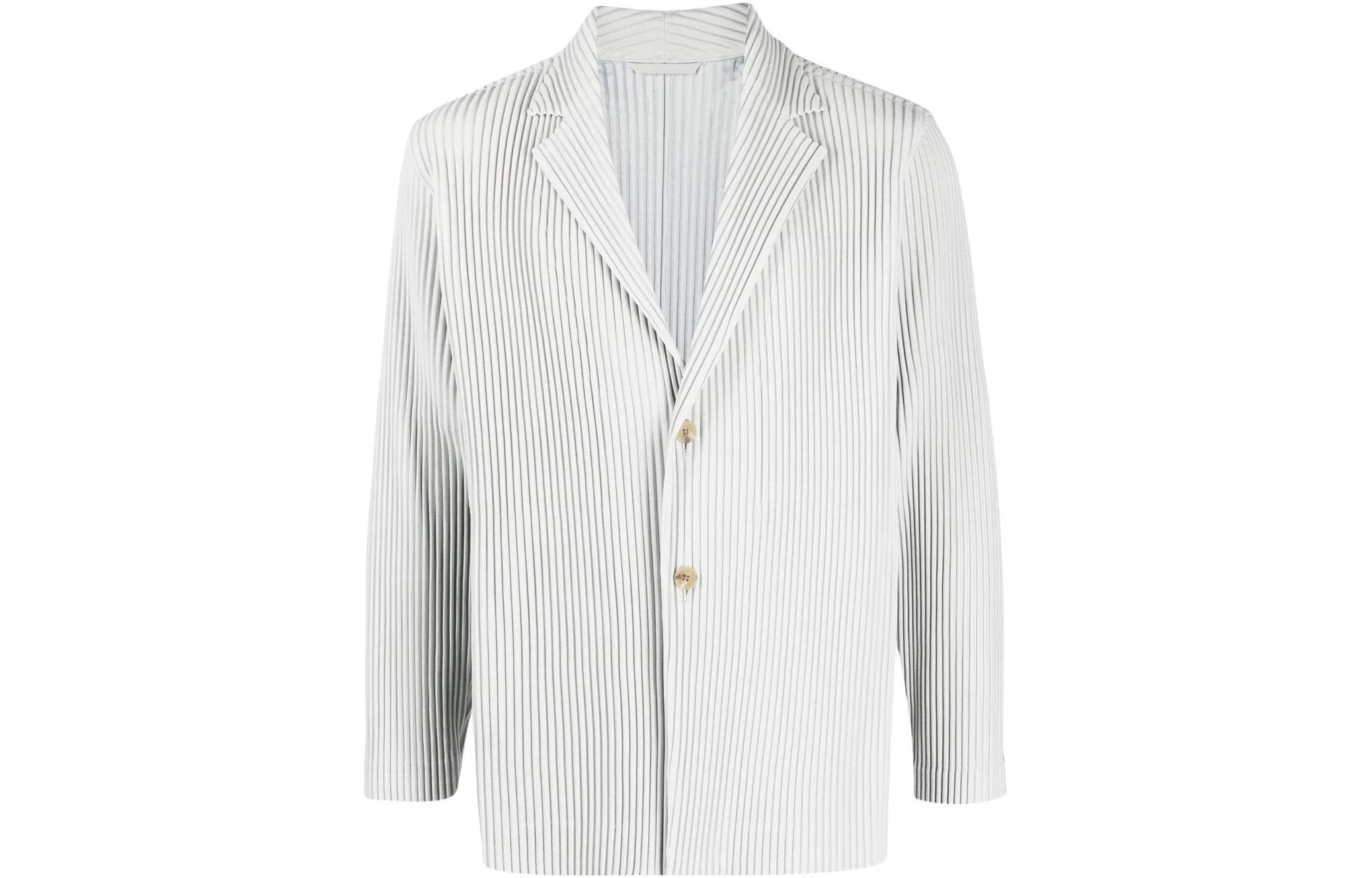 HOMME PLISSÉ ISSEY MIYAKE Pleated Jacket FW22 Light Grey HP27JD201
