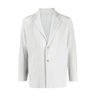 HOMME PLISSÉ ISSEY MIYAKE Pleated Jacket FW22 Light Grey HP27JD201