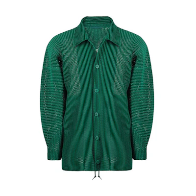 HOMME PLISSÉ ISSEY MIYAKE Pleated Logo Long-Sleeve Jacket Green Men HP16JC140-62