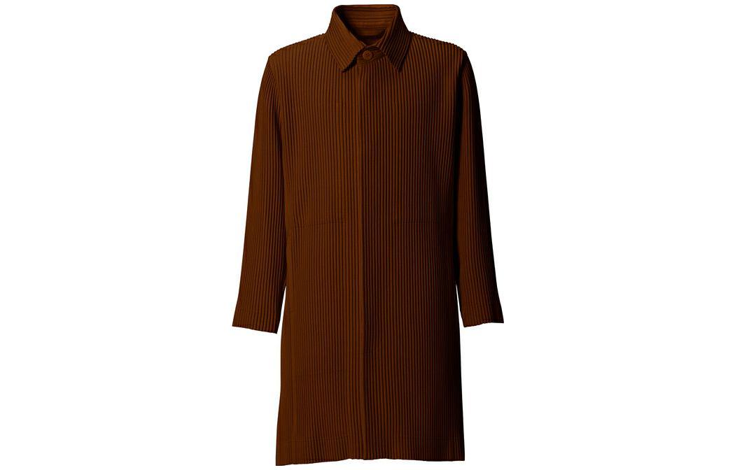 HOMME PLISSÉ ISSEY MIYAKE Pleated Long Jacket Brown Fashion Outerwear HP03FA006-45
