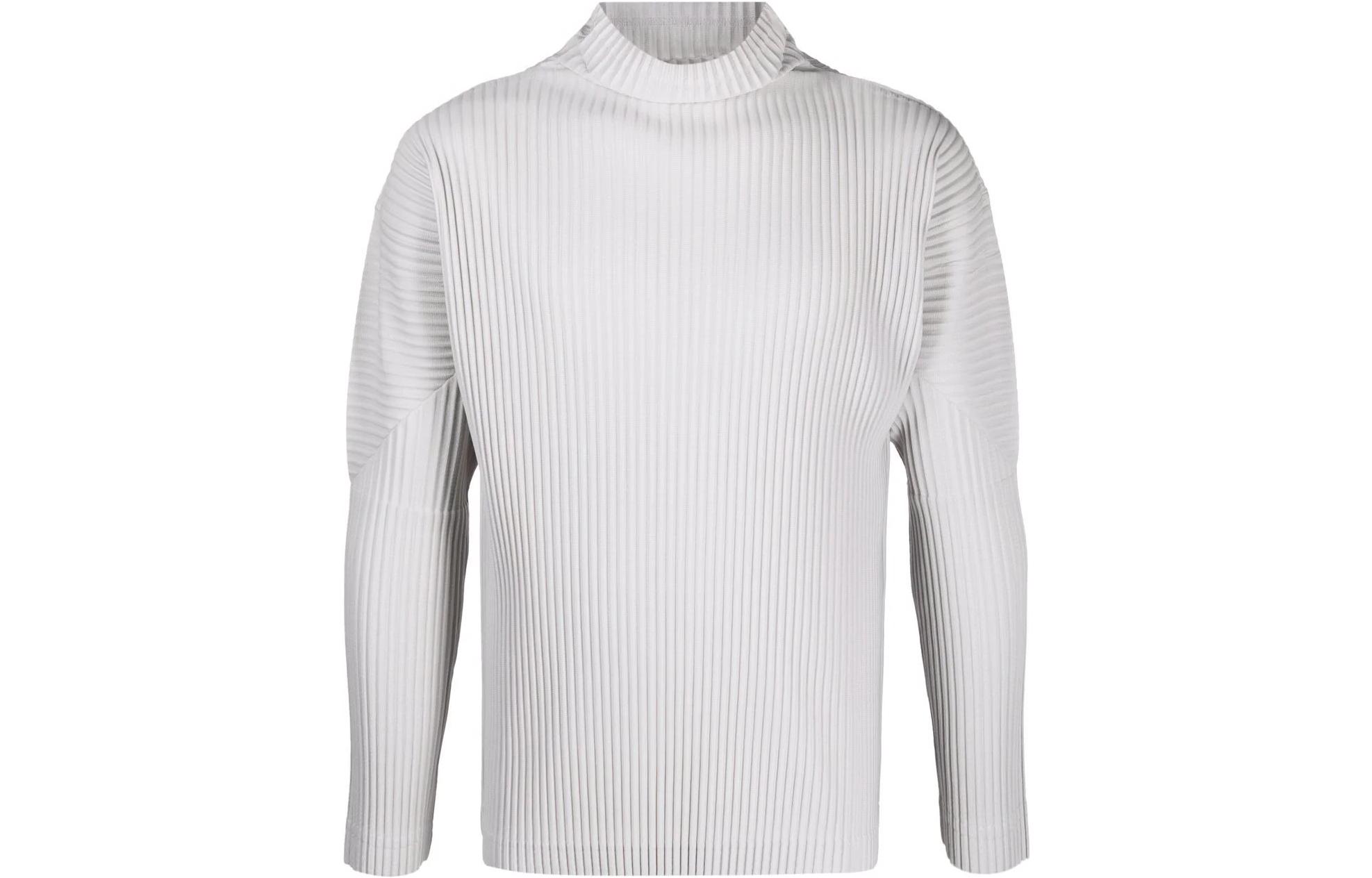 HOMME PLISSÉ ISSEY MIYAKE Pleated Long Sleeve Sweatshirt Light Gray HP18JK122