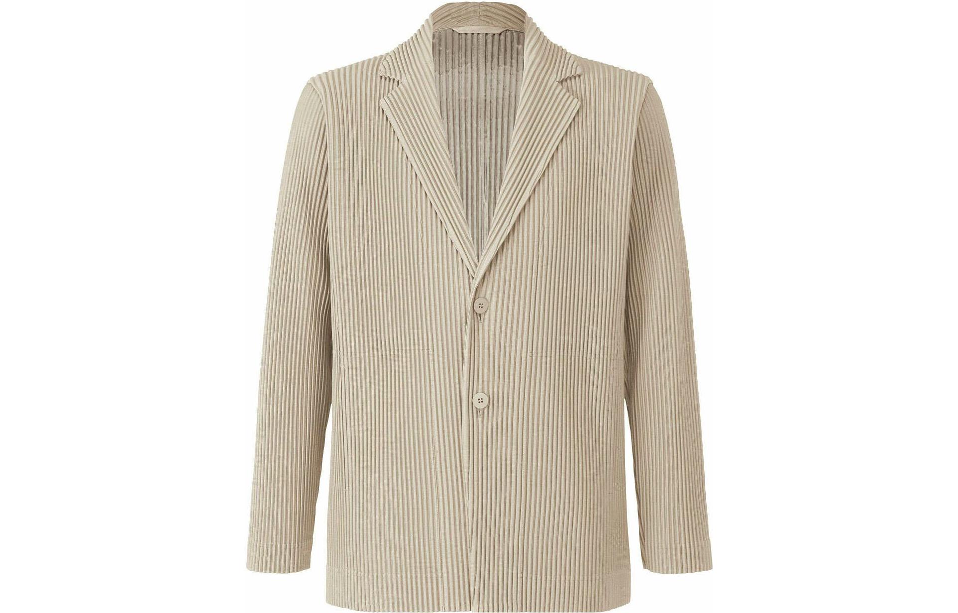 HOMME PLISSÉ ISSEY MIYAKE Pleated Single-Breasted Jacket Beige Menswear HP23JD155-10