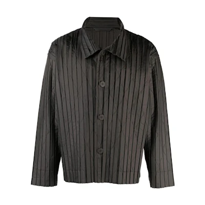 HOMME PLISSÉ ISSEY MIYAKE Pleated Single-Breasted Jacket Men Dark Grey HP28FC318-65