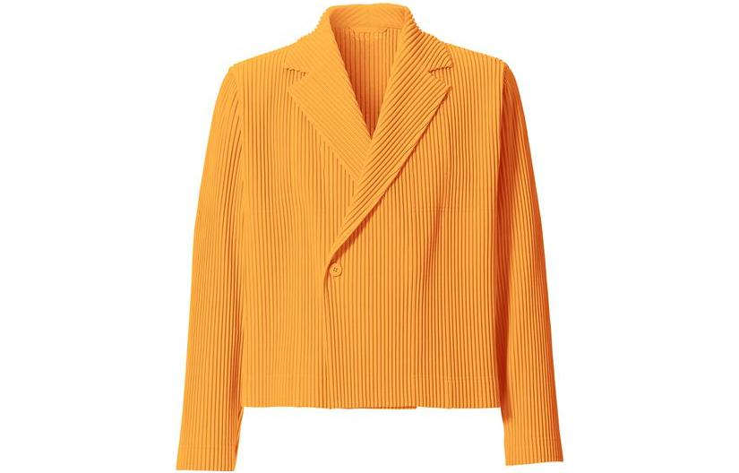 HOMME PLISSÉ ISSEY MIYAKE Pleated Solid Single-Button Jacket Yellow () HP03JD209-52