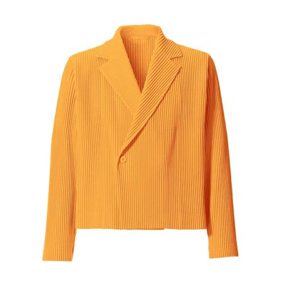 HOMME PLISSÉ ISSEY MIYAKE Pleated Solid Single-Button Jacket Yellow () HP03JD209-52