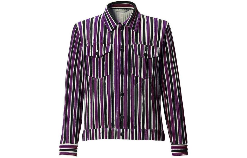 HOMME PLISSÉ ISSEY MIYAKE Pleated Striped Jacket Purple - HP11JC204-82