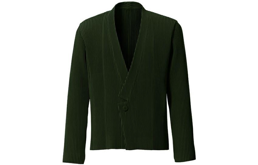 HOMME PLISSÉ ISSEY MIYAKE Pleated V-Neck Jacket Army Green HP03FD102-65