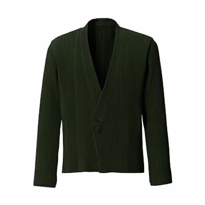 HOMME PLISSÉ ISSEY MIYAKE Pleated V-Neck Jacket Army Green HP03FD102-65