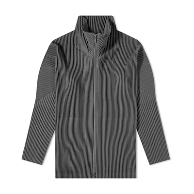 HOMME PLISSÉ ISSEY MIYAKE Pleated Waist Stand Collar Jacket Grey HP18JL601-13