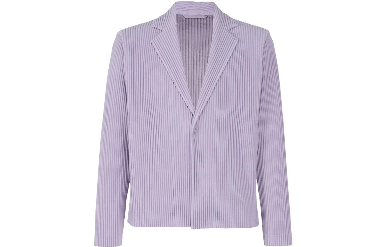 HOMME PLISSÉ ISSEY MIYAKE Purple Solid V-Neck Single-Breasted Jacket Men HP36JD15580