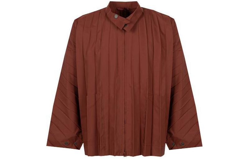 HOMME PLISSÉ ISSEY MIYAKE Red Brown Pleated Long Sleeve Jacket for Men HP38FC316-44