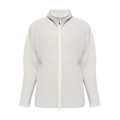 HOMME PLISSÉ ISSEY MIYAKE Ribbed Zip-Up Jacket Beige Menswear HP47JL440-11
