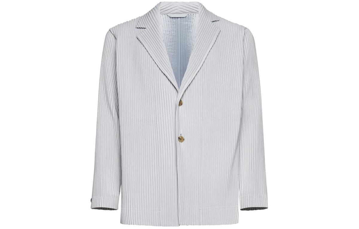 HOMME PLISSÉ ISSEY MIYAKE Single-Breasted Blazer Jacket Light Gray Men’s HP39JD401-11