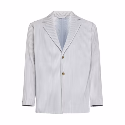 HOMME PLISSÉ ISSEY MIYAKE Single-Breasted Blazer Jacket Light Gray Men’s HP39JD401-11