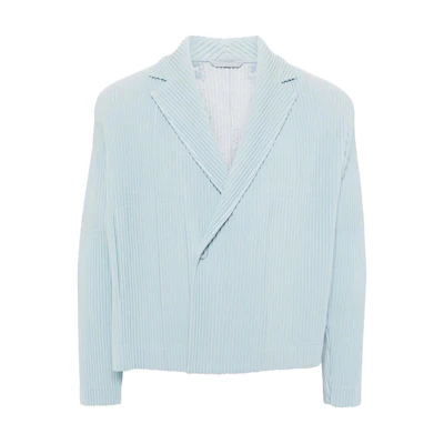 HOMME PLISSÉ ISSEY MIYAKE Single-Breasted Long Sleeve Jacket Light Blue HP46JD156-71