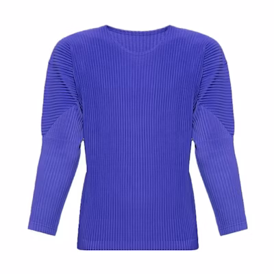 HOMME PLISSÉ ISSEY MIYAKE Solid Blue Crewneck Pullover Sweatshirt HP38JK112-84