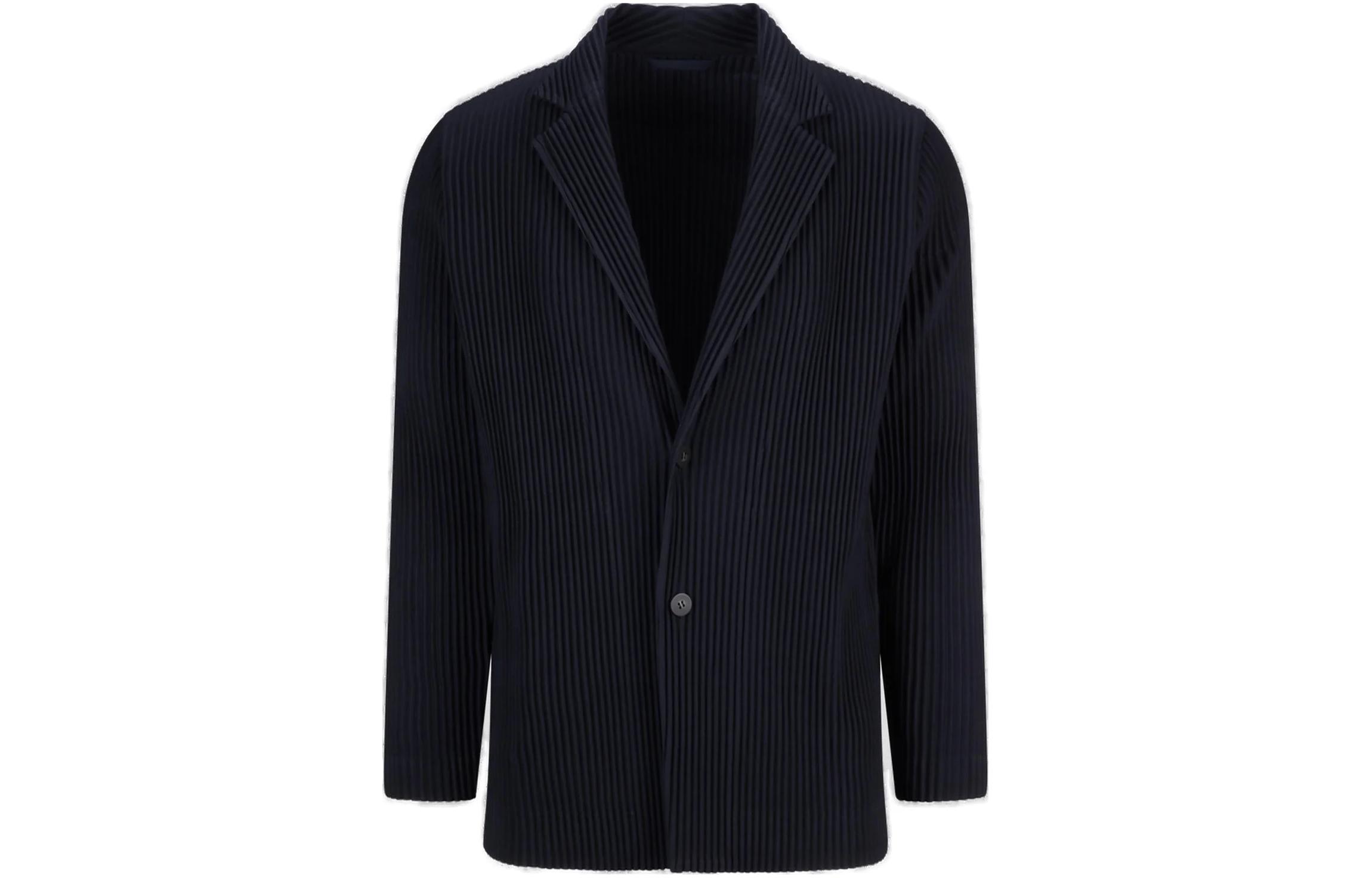 HOMME PLISSÉ ISSEY MIYAKE Solid Blue Single-Breasted Long Sleeve Jacket Men HP39JD401-75