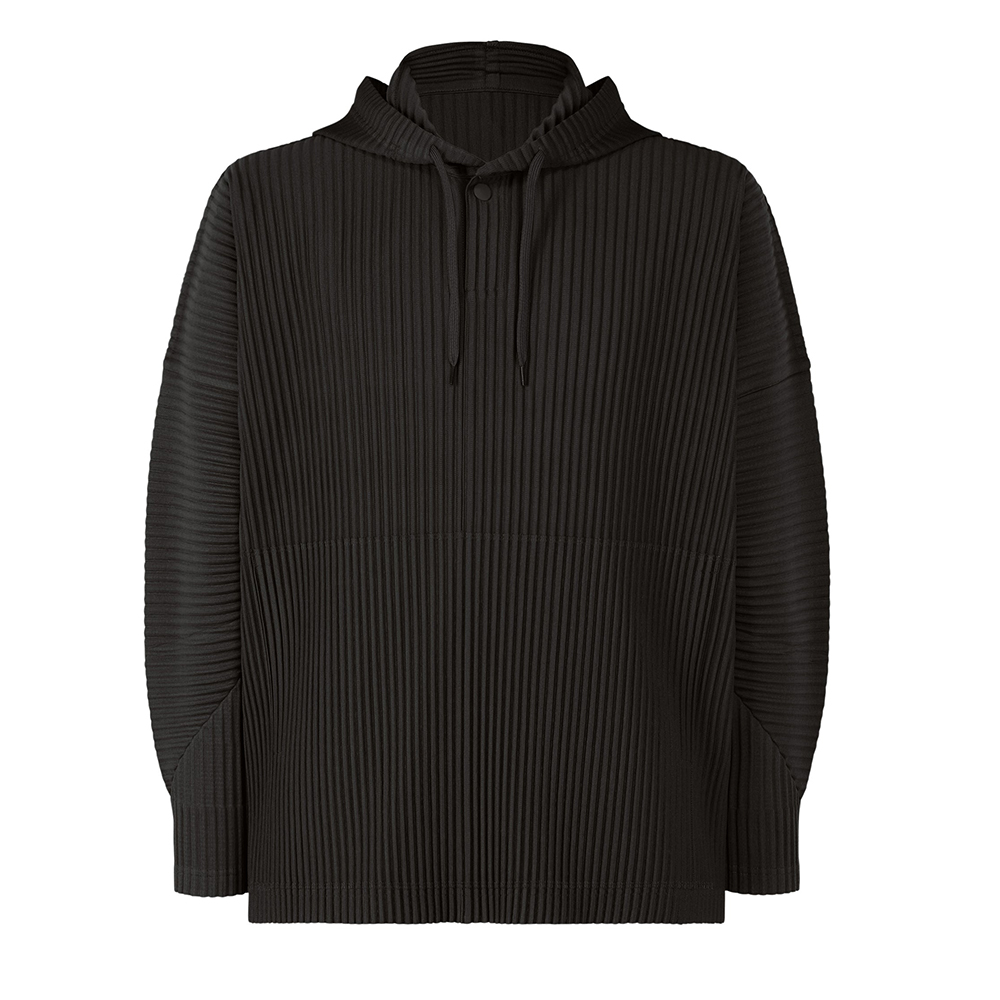 HOMME PLISSÉ ISSEY MIYAKE Solid Color Striped Hoodie Men’s Black HP48JK127-15