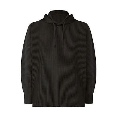 HOMME PLISSÉ ISSEY MIYAKE Solid Color Striped Hoodie Men’s Black HP48JK127-15