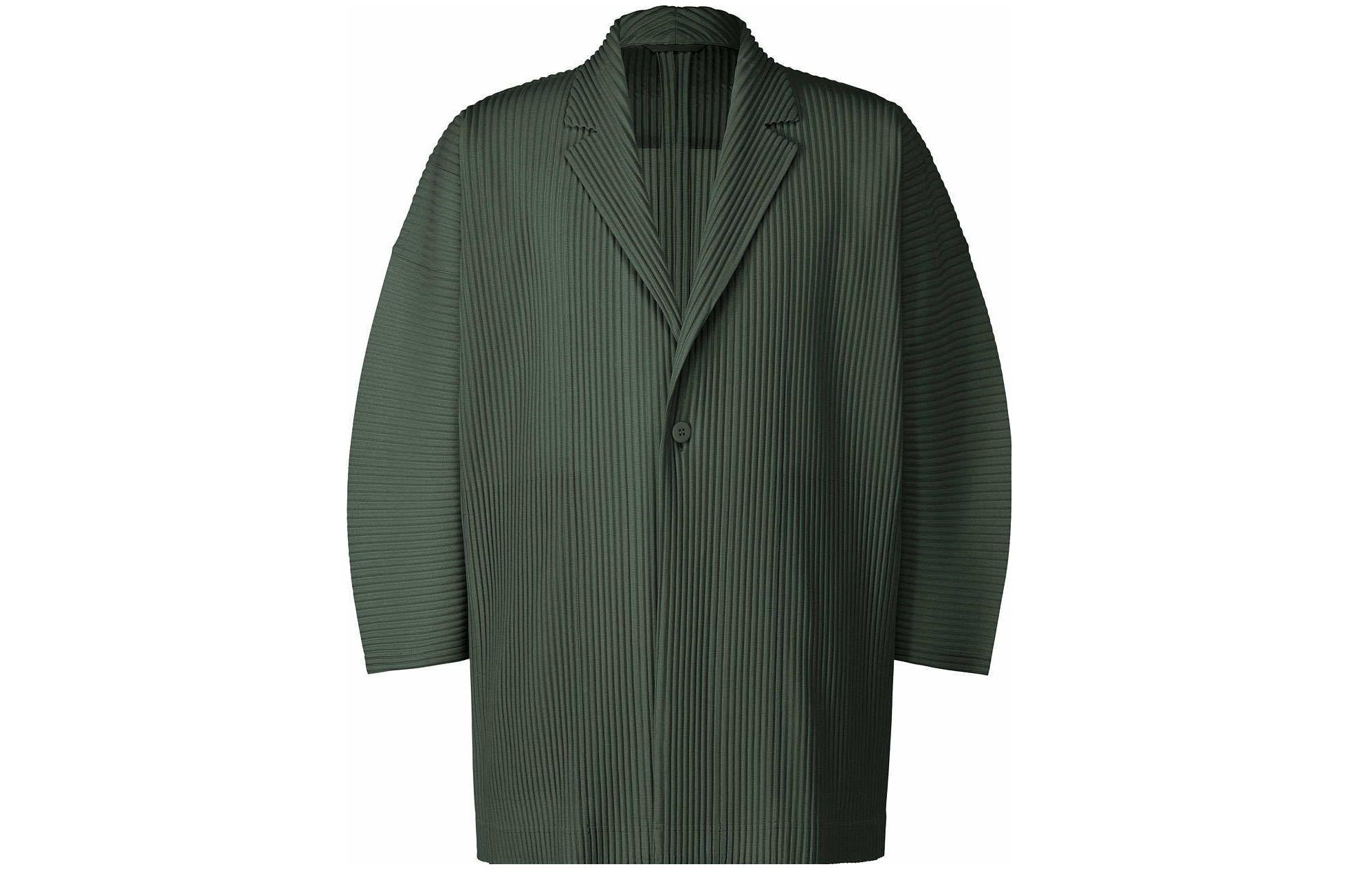 HOMME PLISSÉ ISSEY MIYAKE Solid Fold Button Jacket Men’s Dark Green HP23JL116-67