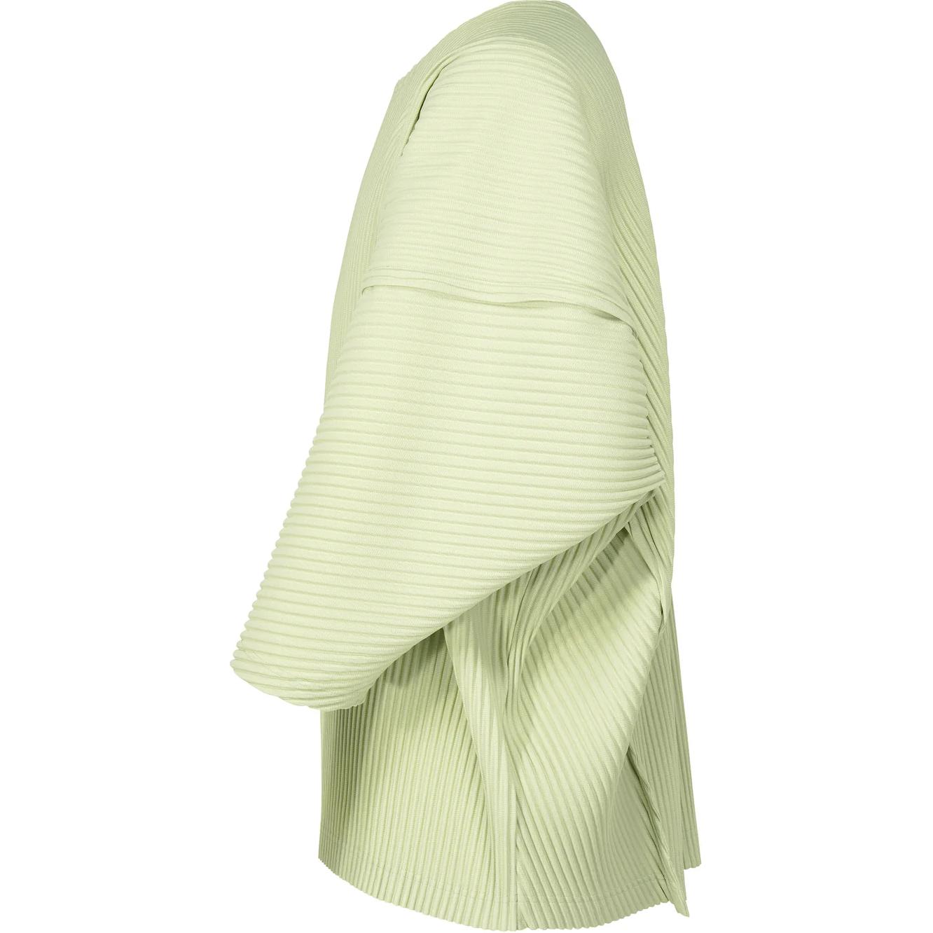 Shop Homme Plissé Issey Miyake 綠色3/4袖經典褶皺男士T恤 HP46JK118-61