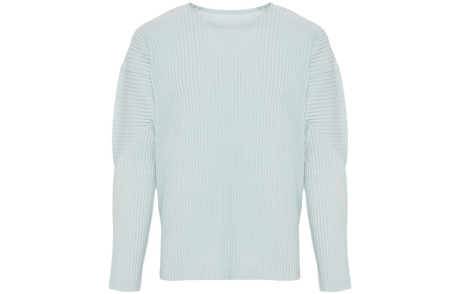 HOMME PLISSÉ ISSEY MIYAKE Solid Pleated Crewneck Long Sleeve Sweatshirt Ice Blue HP38JK183-77