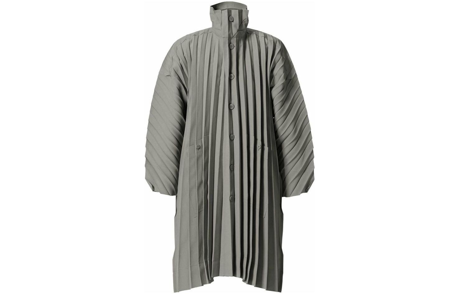 HOMME PLISSÉ ISSEY MIYAKE Solid Pleated High-Neck Button Jacket Men HP21FA310-12
