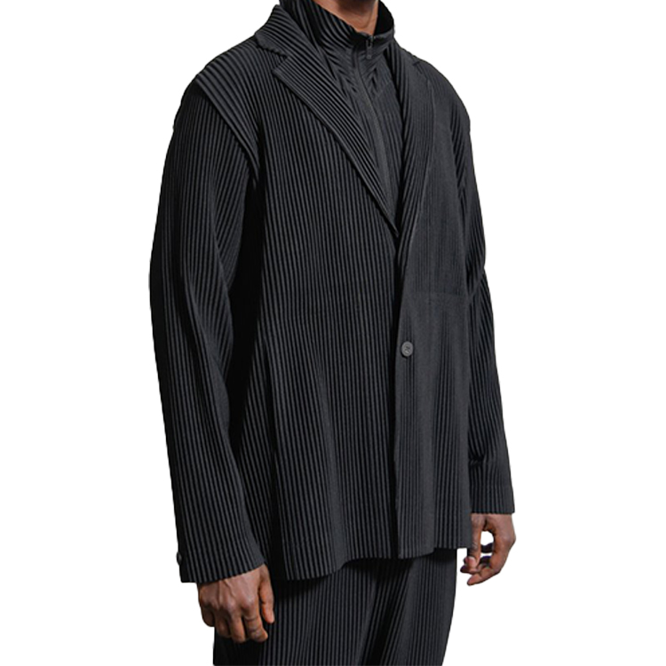 Purchase Homme Plissé Issey Miyake 素面褶皺單排扣西裝外套 海軍藍 男士服飾 HP55-JD201-75
