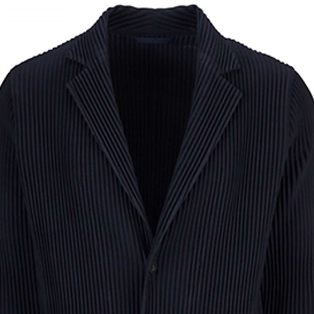 Sizing Homme Plissé Issey Miyake 素面褶皺單排扣西裝外套 海軍藍 男士服飾 HP55-JD201-75
