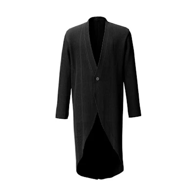 HOMME PLISSÉ ISSEY MIYAKE Solid Pleated Tailcoat Jacket Black HP03FD103-15