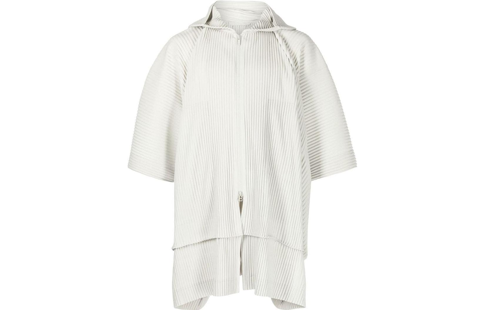 HOMME PLISSÉ ISSEY MIYAKE Solid Pleated Zip Hoodie Jacket HP28JL10504
