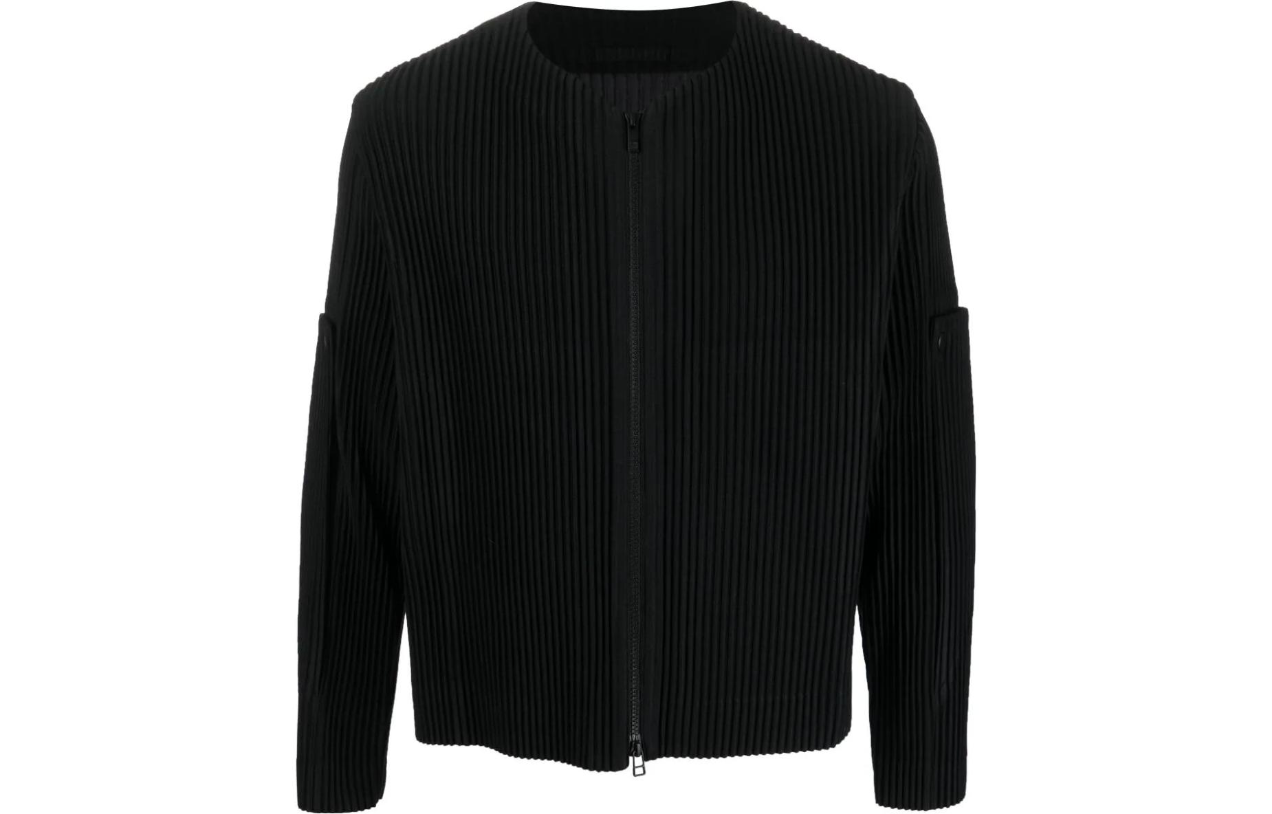 HOMME PLISSÉ ISSEY MIYAKE Solid Pleated Zip Jacket Black HP38JC367-15