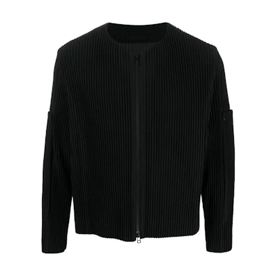HOMME PLISSÉ ISSEY MIYAKE Solid Pleated Zip Jacket Black HP38JC367-15
