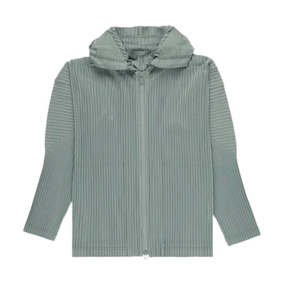 HOMME PLISSÉ ISSEY MIYAKE Solid Stripe Hoodie Jacket for Men HP38JL106-16