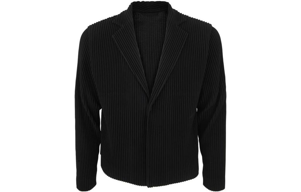 HOMME PLISSÉ ISSEY MIYAKE Solid Striped Collar Jacket Black HP36JD156-15
