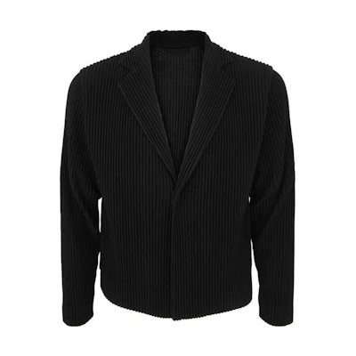 HOMME PLISSÉ ISSEY MIYAKE Solid Striped Collar Jacket Black HP36JD156-15