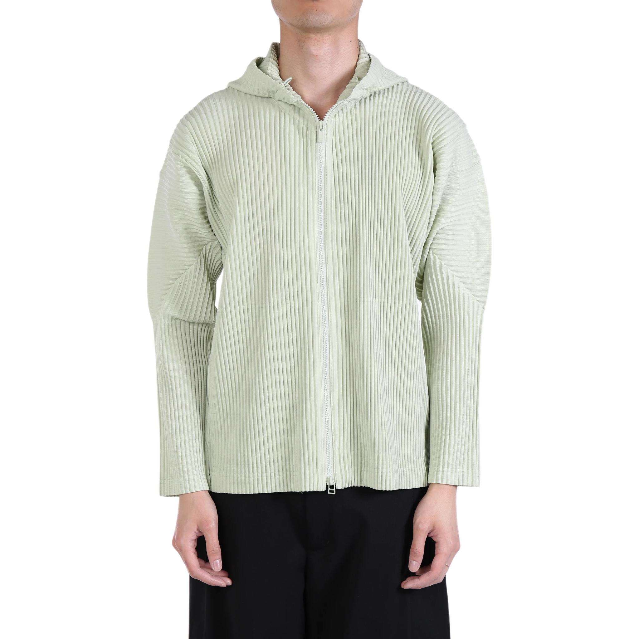 HOMME PLISSÉ ISSEY MIYAKE Solid Zipper Hoodie Jacket Light Jade Green HP46JL116-61