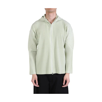 HOMME PLISSÉ ISSEY MIYAKE Solid Zipper Hoodie Jacket Light Jade Green HP46JL116-61