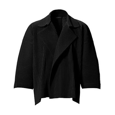 HOMME PLISSÉ ISSEY MIYAKE SS21 Black Casual Short Blazer Jacket HP03JL120-15