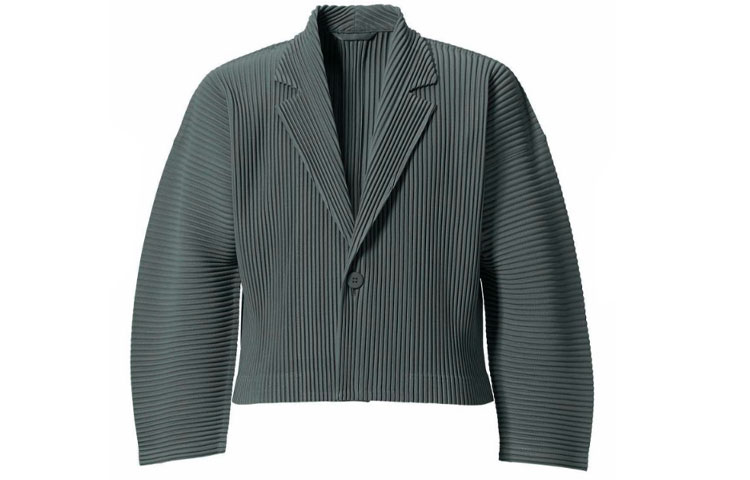 HOMME PLISSÉ ISSEY MIYAKE SS21 Gray Long Sleeve Blazer Jacket for Men HP13JC105-14