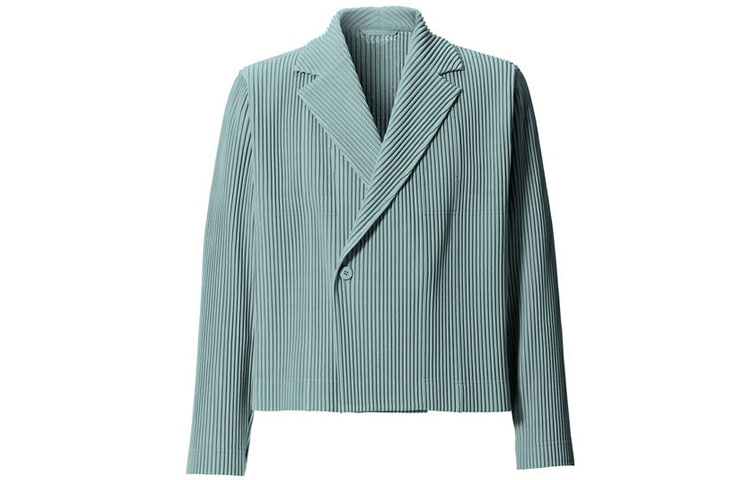 HOMME PLISSÉ ISSEY MIYAKE SS21 JD209 Pleated Short Blazer Jacket Gray Blue HP03JD209-12