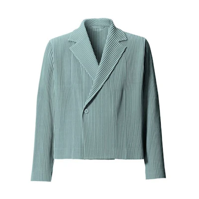 HOMME PLISSÉ ISSEY MIYAKE SS21 JD209 Pleated Short Blazer Jacket Gray Blue HP03JD209-12