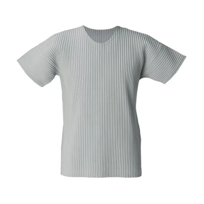 Homme Plissé Issey Miyake SS21 Pleated Crew Neck T-Shirt Light Gray - Men HP55JK020-11