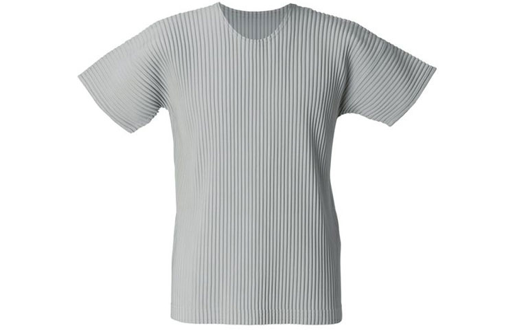 Order 三宅一生Homme Plissé SS21灰色褶皱圆领T恤 - 男款 HP55JK020-11