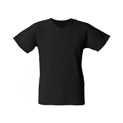 Homme Plissé Issey Miyake SS22 Black Pleated Crewneck T-Shirt for Men HP55JK020-15