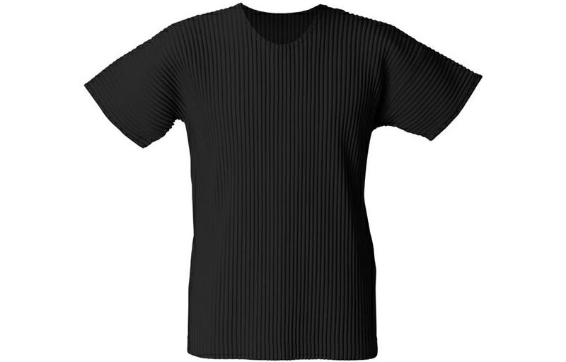 Order Homme Plissé Issey Miyake SS22 黑色摺疊男士圓領T恤 HP55JK020-15