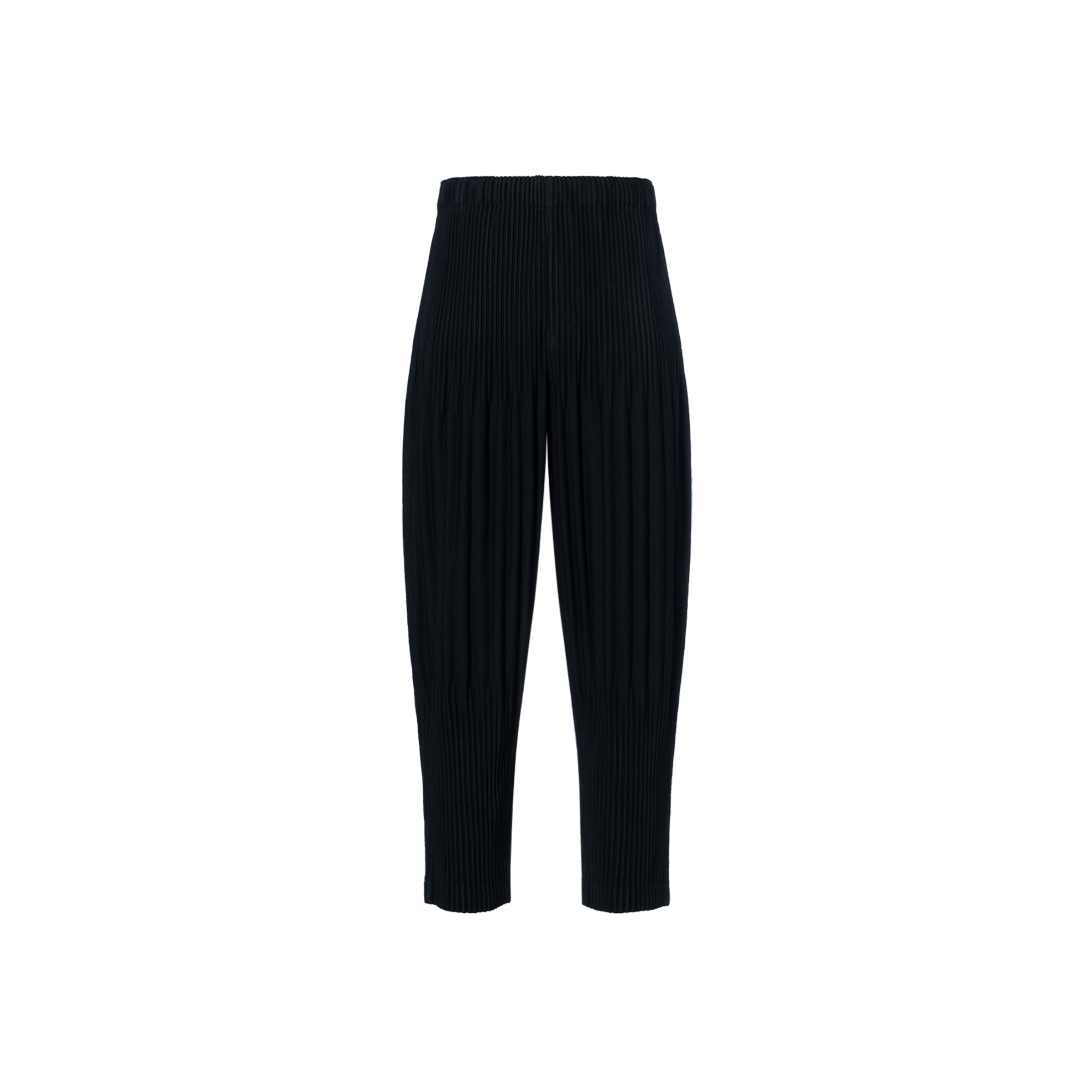 Homme Plissé Issey Miyake SS22 Black Pleated Relaxed Tapered Pants for Men. HP55JF151-15
