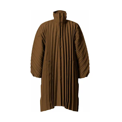 HOMME PLISSÉ ISSEY MIYAKE SS22 Brown Pleated High Neck Button Jacket Men HP21FA310-44