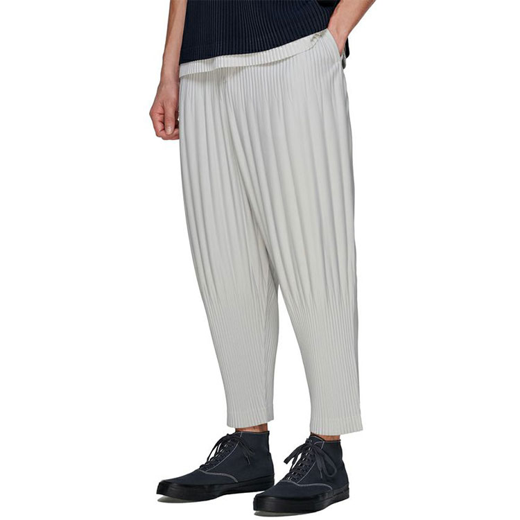 Purchase Homme Plissé Issey Miyake SS22 灰色百褶寬鬆錐形休閒長褲 男款 HP55JF151-11