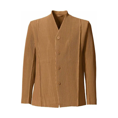 HOMME PLISSÉ ISSEY MIYAKE SS22 Light Beige Pleated Single-Breasted Jacket HP21JD170-42